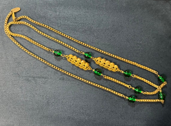 Rare Miriam Haskell Gripoix Glass Bead Chain Neck… - image 5