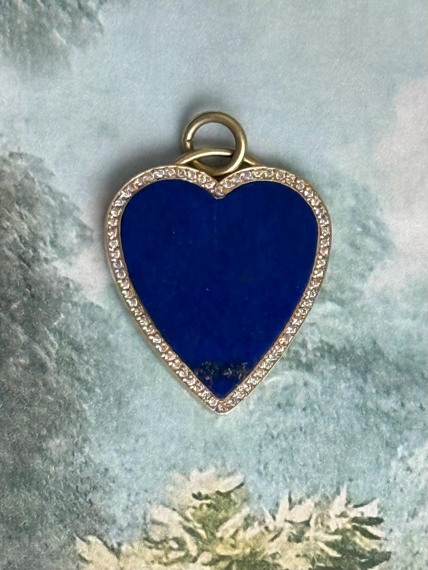 Jennifer Meyer Lapis Heart Pendant Turquoise Inlay Diamond Heart