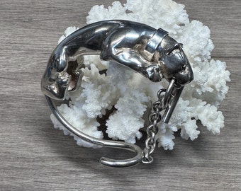 A Vahan Vintage Panther Bracelet in Sterling Silver Toggle
