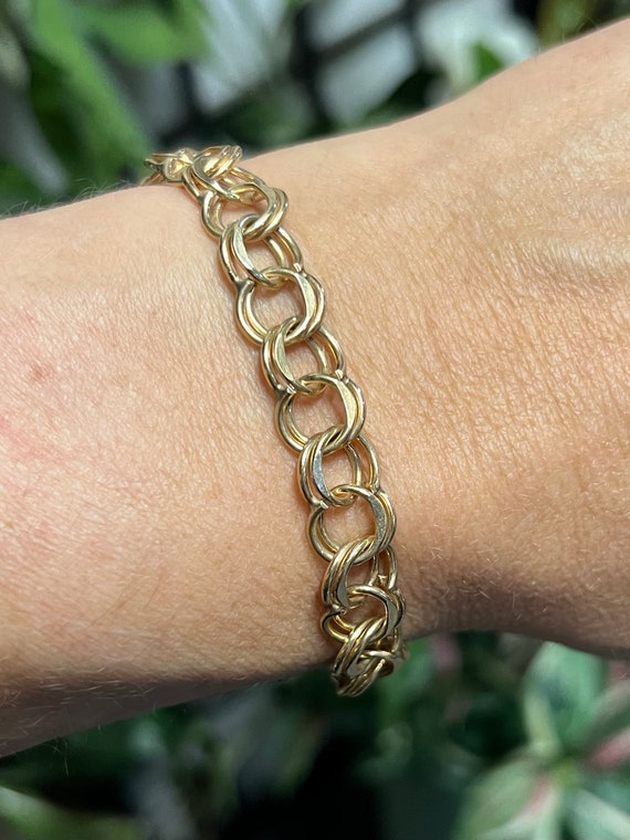 Vintage Charm Bracelet 14k Yellow Gold Chain - image 2