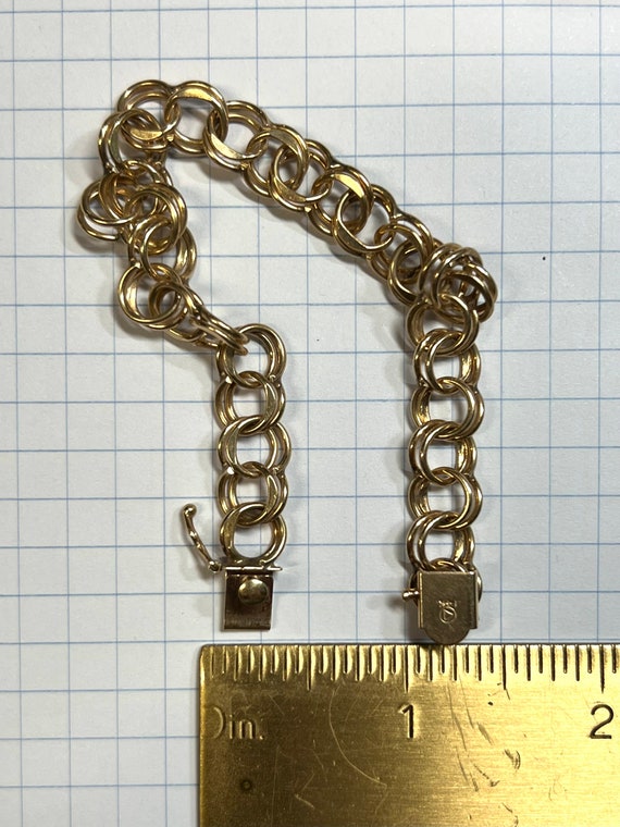 Vintage Charm Bracelet 14k Yellow Gold Chain - image 4