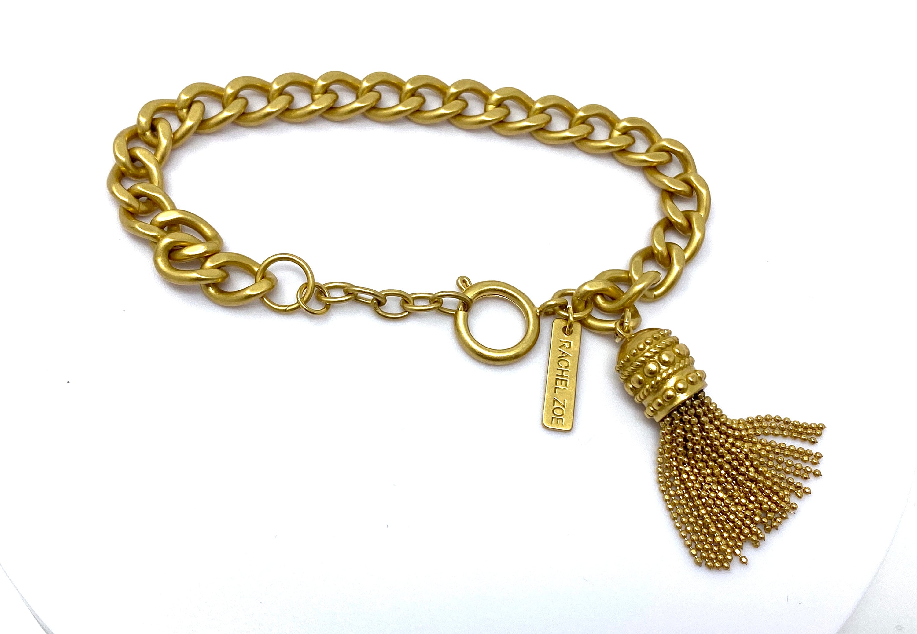 Rachel Zoe Brushed Gold Tassel Bracelet Etsy