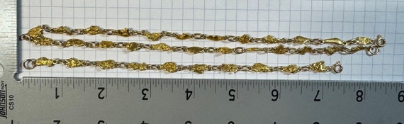 Vintage Gold Nugget Necklace and Bracelet Long Ch… - image 3