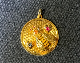 Dankner Vintage 14k Enamel Bee Charm Pendant