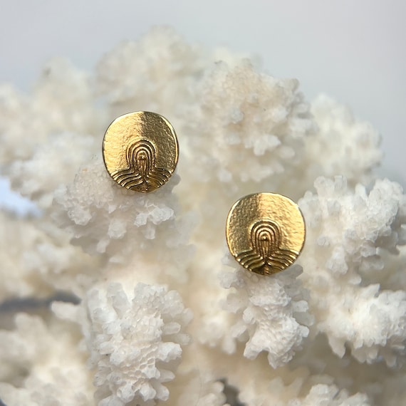 14k Gold Textured Design Earrings