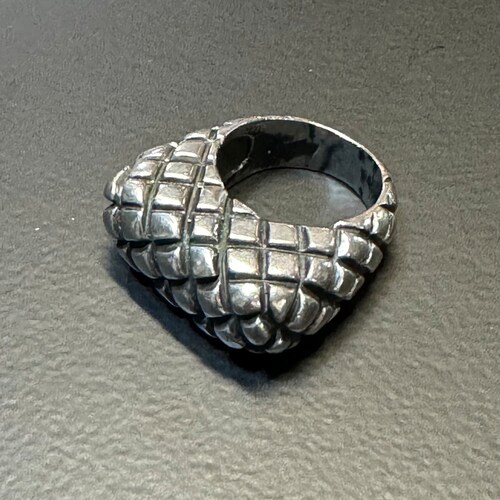 Dian Malouf Waffle Pattern Ring size 6 Sterling Silver
