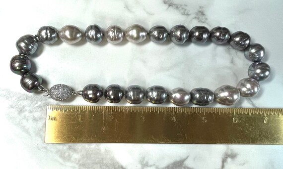 Couture Costume Silver Gray Baroque Pearls Sterli… - image 5