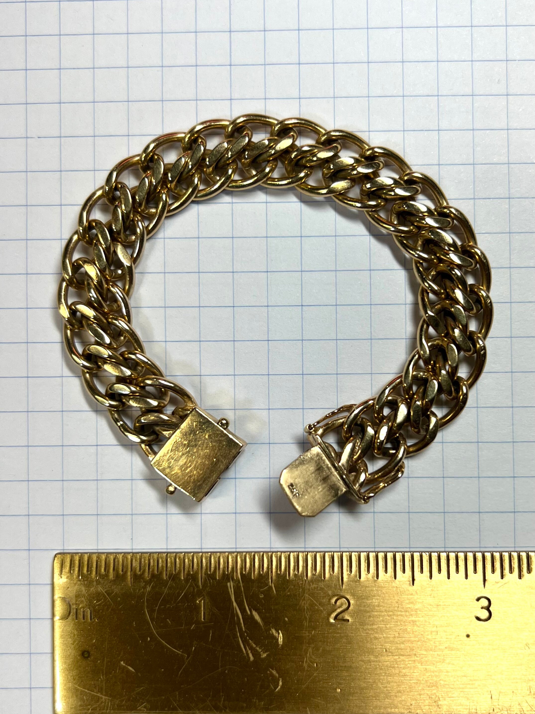 Vintage Z&F 14k Yellow Gold Heavy Link Bracelet With Vintage Z&F 14k Yellow Gold Heavy Link Bracelet With