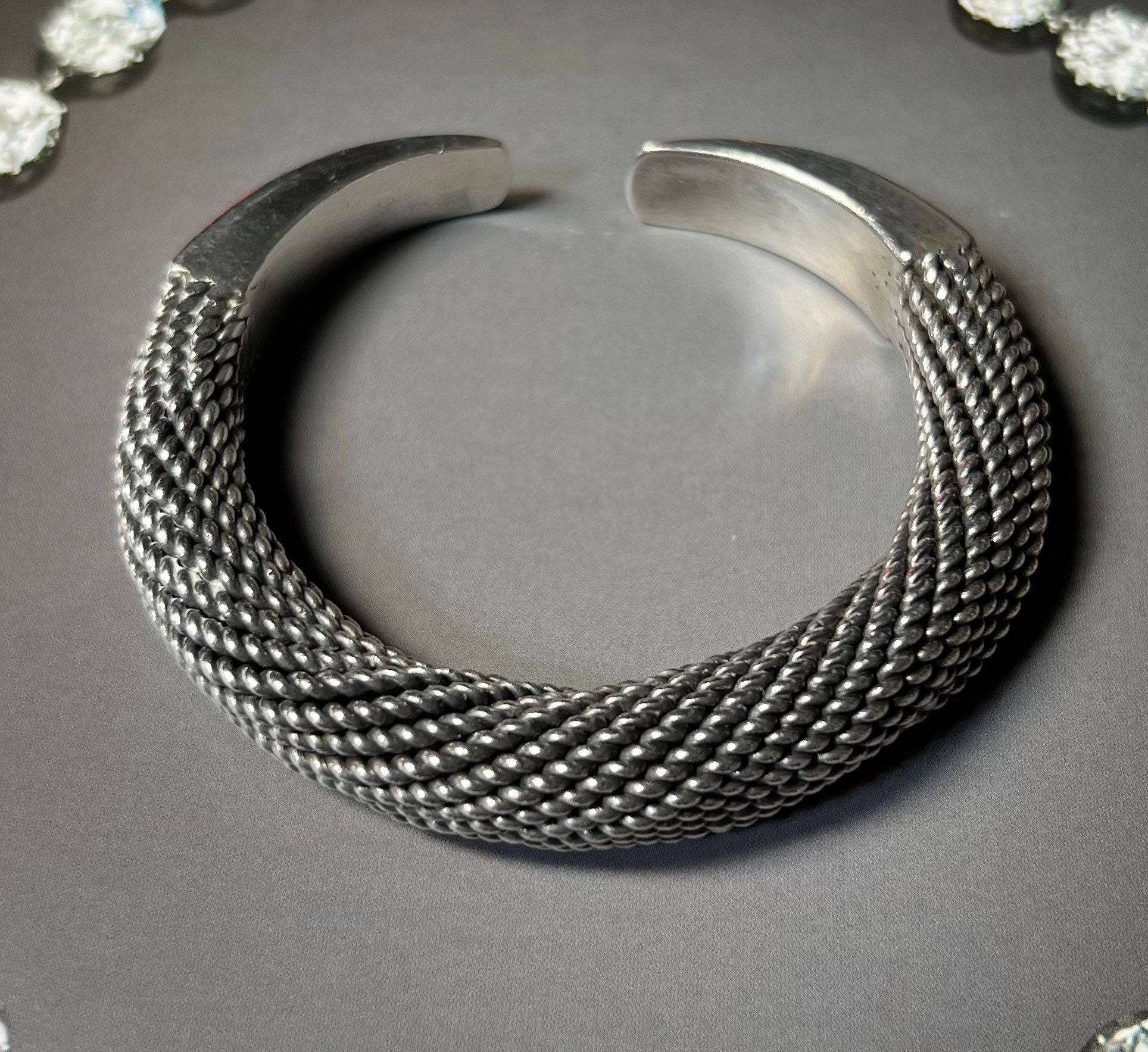 Sterling silver twisted rope cuff bracelet discount
