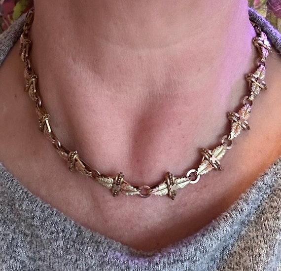 Antique Victorian Tri Color Gold Filled Necklace … - image 7