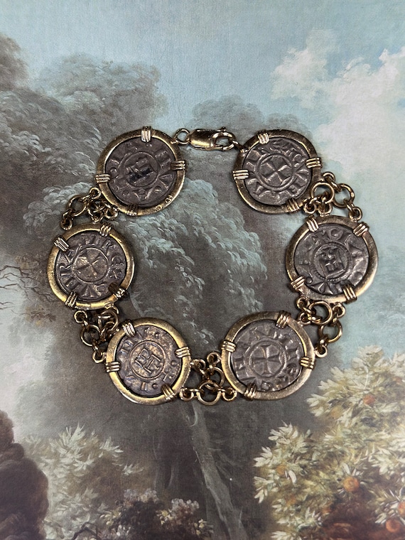 Vintage Spanish Cob Coin Bracelet 14k