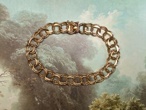 Vintage Charm Bracelet 14k Yellow Gold Chain - image 1
