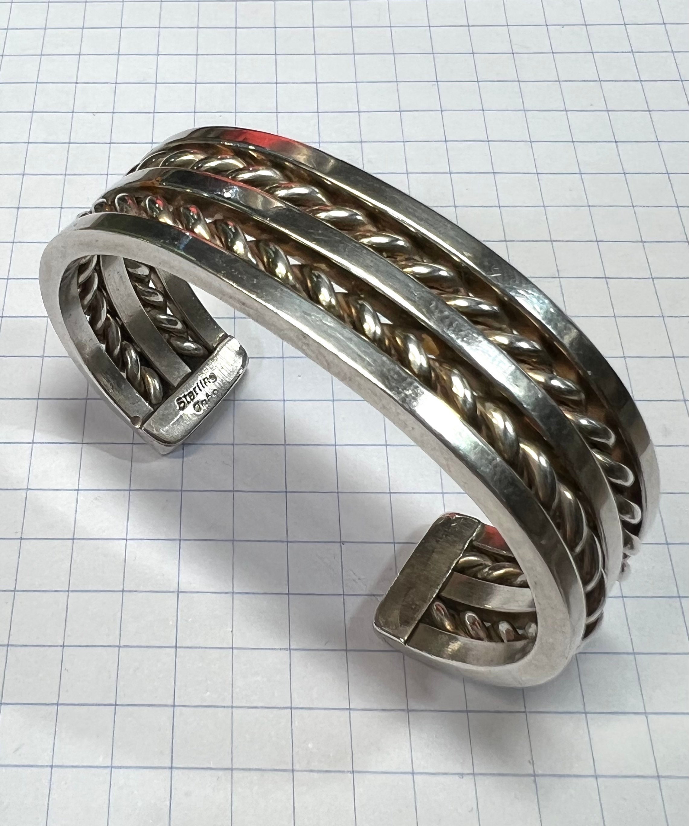 Vintage Taje Navajo Sterling Silver Wide Twist Cuff Bracelet - Etsy