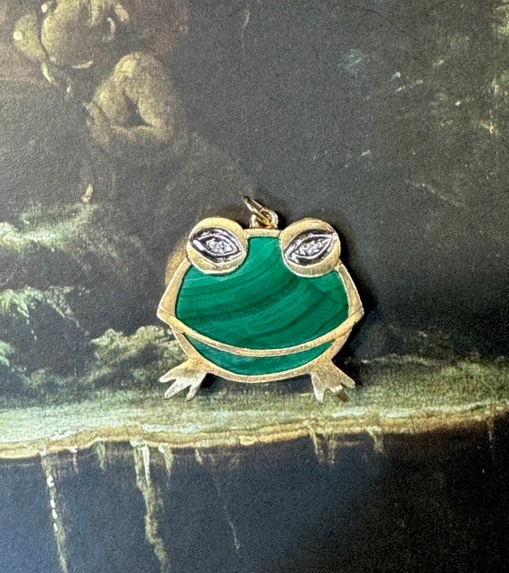 Hammerman Brothers Frog Malachite 14k Gold Pendant