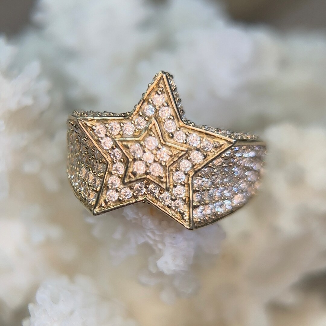 Pinky Ring 10k Gold Star Ring Super Star Ring In 10k Yellow Gold