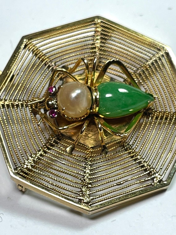 Vintage Spider on Web Large Pendant 18k - image 7