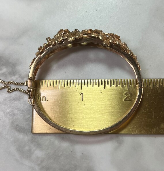 Vintage 14k Diamond Flower Bangle - image 3