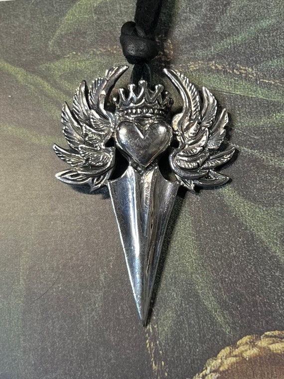 Vintage King Baby Sterling Crown Heart Wings Sword