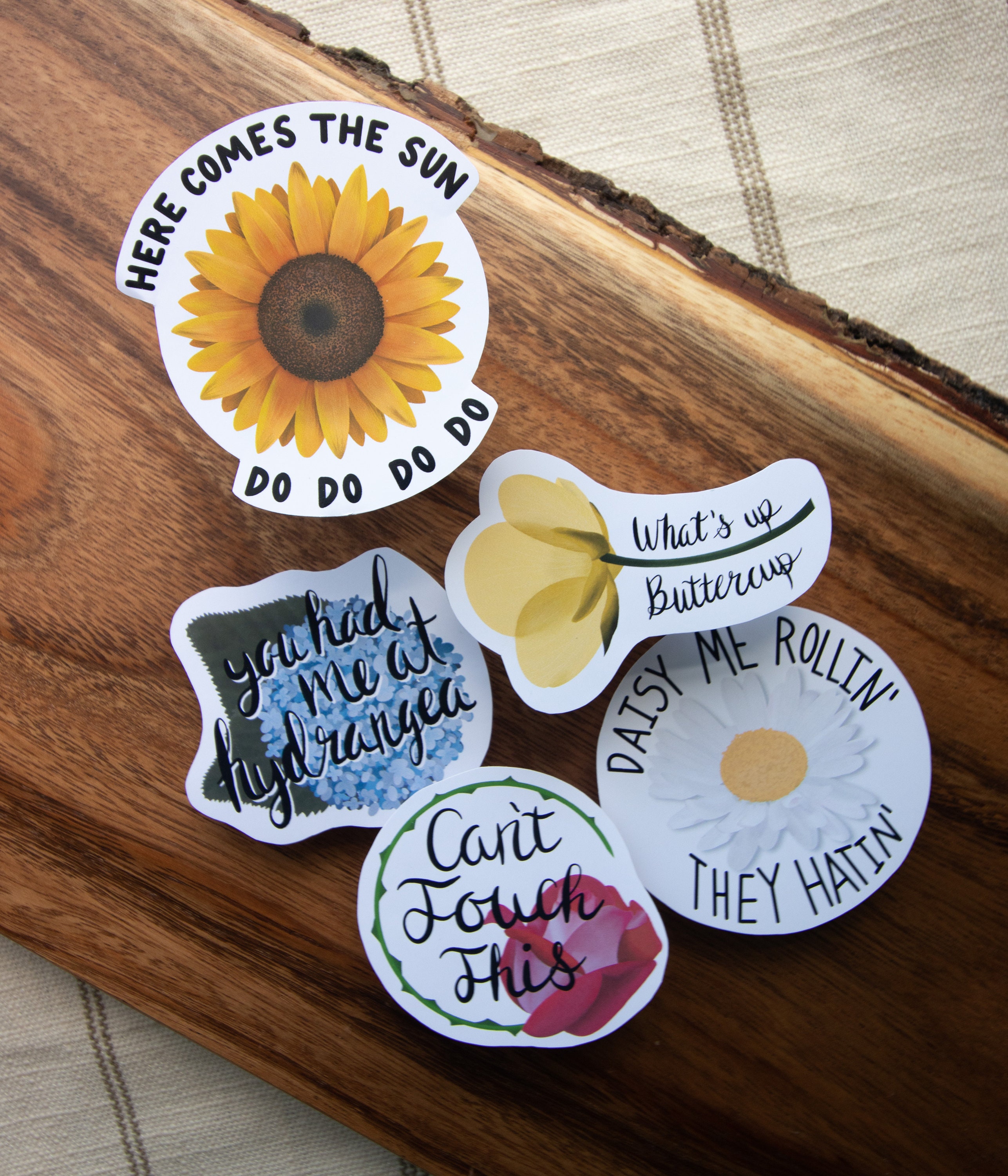 Flower Pun Sticker Pack, Flower Sticker Pack, Five Flower Pack, Flower