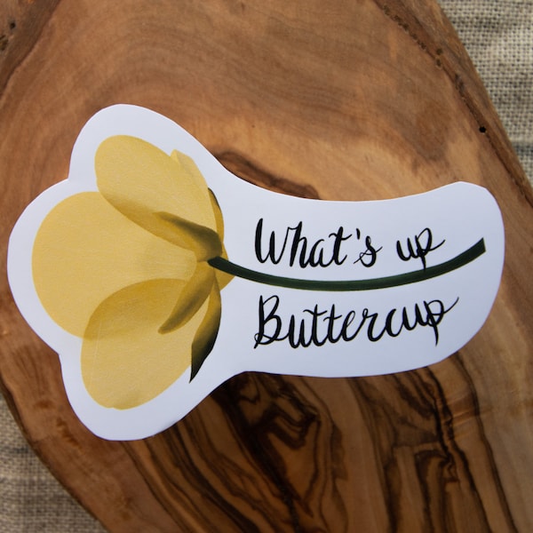 Buttercup Flower Sticker, Buttercup Pun Sticker, Flower Vinyl Sticker, Flower Laptop Sticker, Flower Planner Sticker