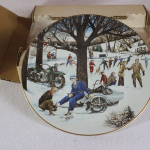 Harley Davidson the Skating Party Christmas Plate Etsy Ireland