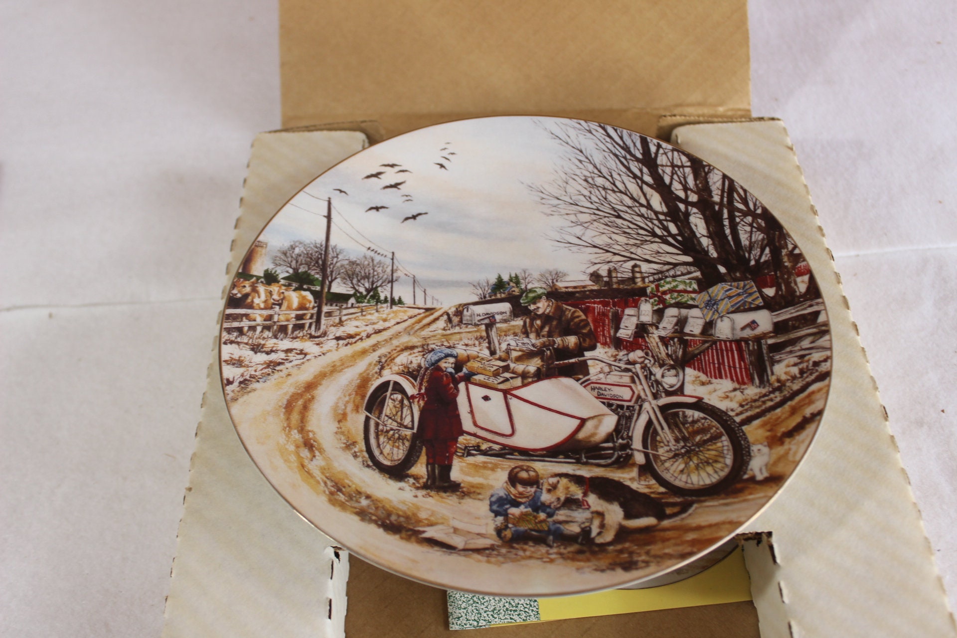 Harley Davidson rural Delivery Holiday Plate Etsy UK