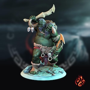 Ettin Giant | miniature for fantasy rpg tabletop games, 28-32 mm scale |  F349