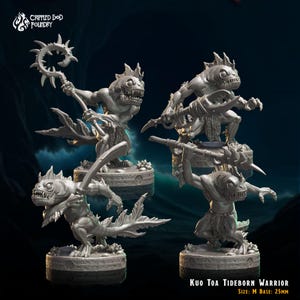 Kuo Toa Tideborn Warriors | miniature for fantasy rpg tabletop games, 28-32 mm scale