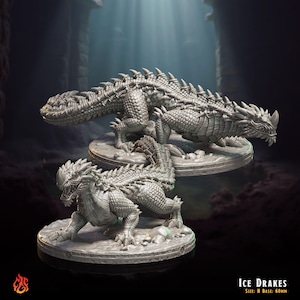 Ice Drakes | monster miniatures for fantasy rpg tabletop games, 28-32 mm scale | F698