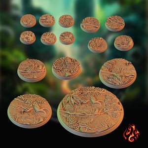 Jungle Bases Set | Bases for fantasy rpg tabletop games, 28-32 mm scale