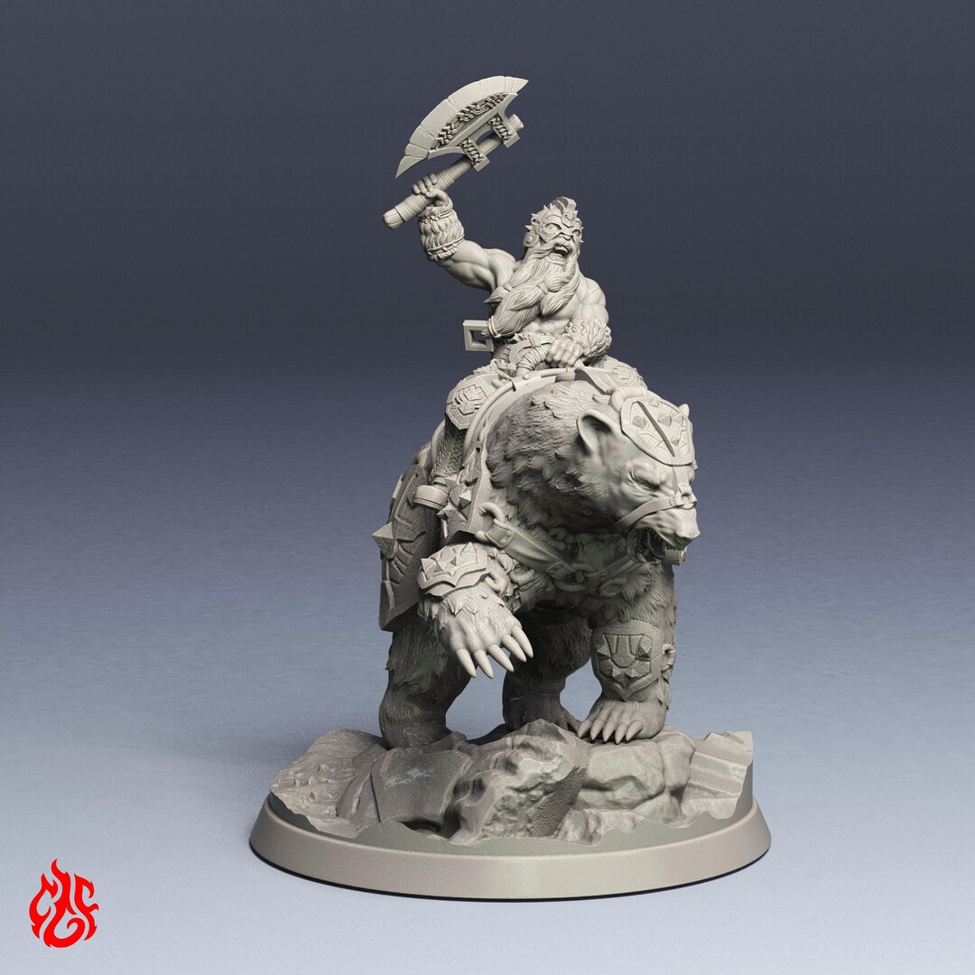 Dwarf Berserker Bear Rider| RPG Miniatures for Dnd Tabletop Wargames ...
