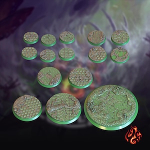 Corrupted Bases Set | Bases for fantasy rpg tabletop games, 28-32 mm scale | B6