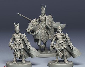 Caballero Femenino, Dama Teuta / Miniaturas de rol para juegos de mesa DnD / Escala 32 mm / F28