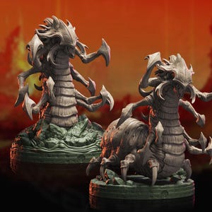 Flame Worms | miniature for fantasy rpg tabletop games, 28-32 mm scale | F597