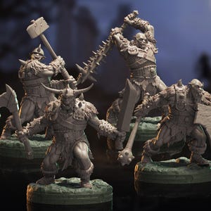 Iron Orc Warriors | miniature for fantasy rpg tabletop games, 28-32 mm scale | F584