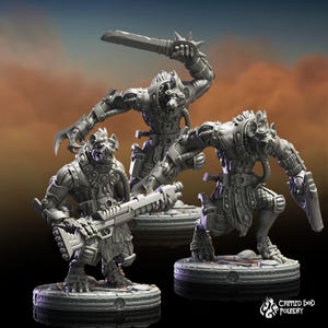 Gnoll Raiders | miniature for Sci fi, rpg, tabletop games and wargames, 28-32 mm scale | S32