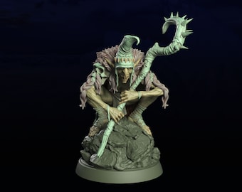 Xiat, Goblin-sjamaan | miniatuur voor fantasy-rpg-tafelspellen, schaal van 28-32 mm | F537
