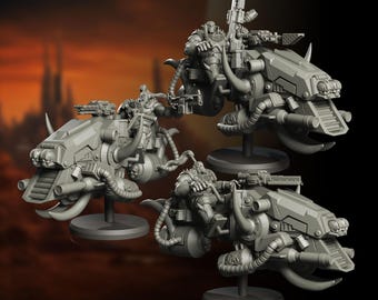 Grol Bikers | Sci-Fi RPG Tabletop Wargame Miniatures | 32 mm scale | S10