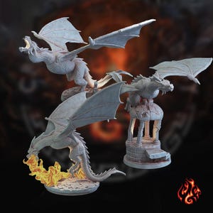 Young Black Dragons | miniature for fantasy rpg tabletop games, 28-32 mm scale | F103