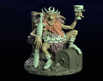 Zunabar de Goblinkoning | miniatuur voor fantasy-rpg-tafelspellen, schaal van 28-32 mm | F530
