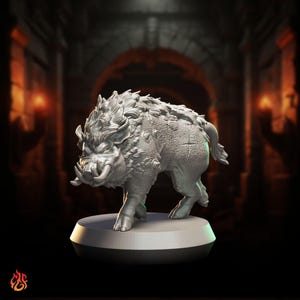 Dire Boar | monster miniature for fantasy rpg tabletop games, 28-32 mm scale | F455