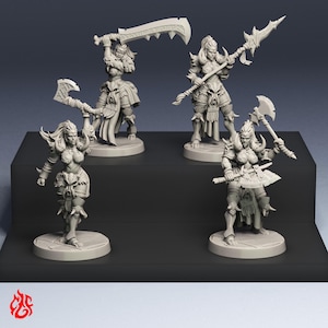 Valquírias do Caos | Miniaturas de RPG para jogos de guerra de mesa D&D | Escala 32 mm | F524