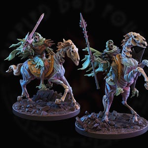 Skeleton Mounted Knights | miniature for fantasy rpg tabletop games, 28-32 mm scale | F401