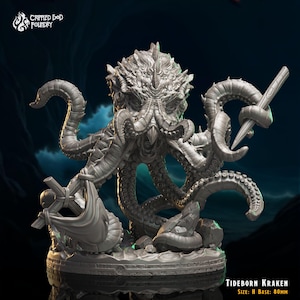 Tideborn Kraken  | miniature for fantasy rpg tabletop games, 28-32 mm scale | F677