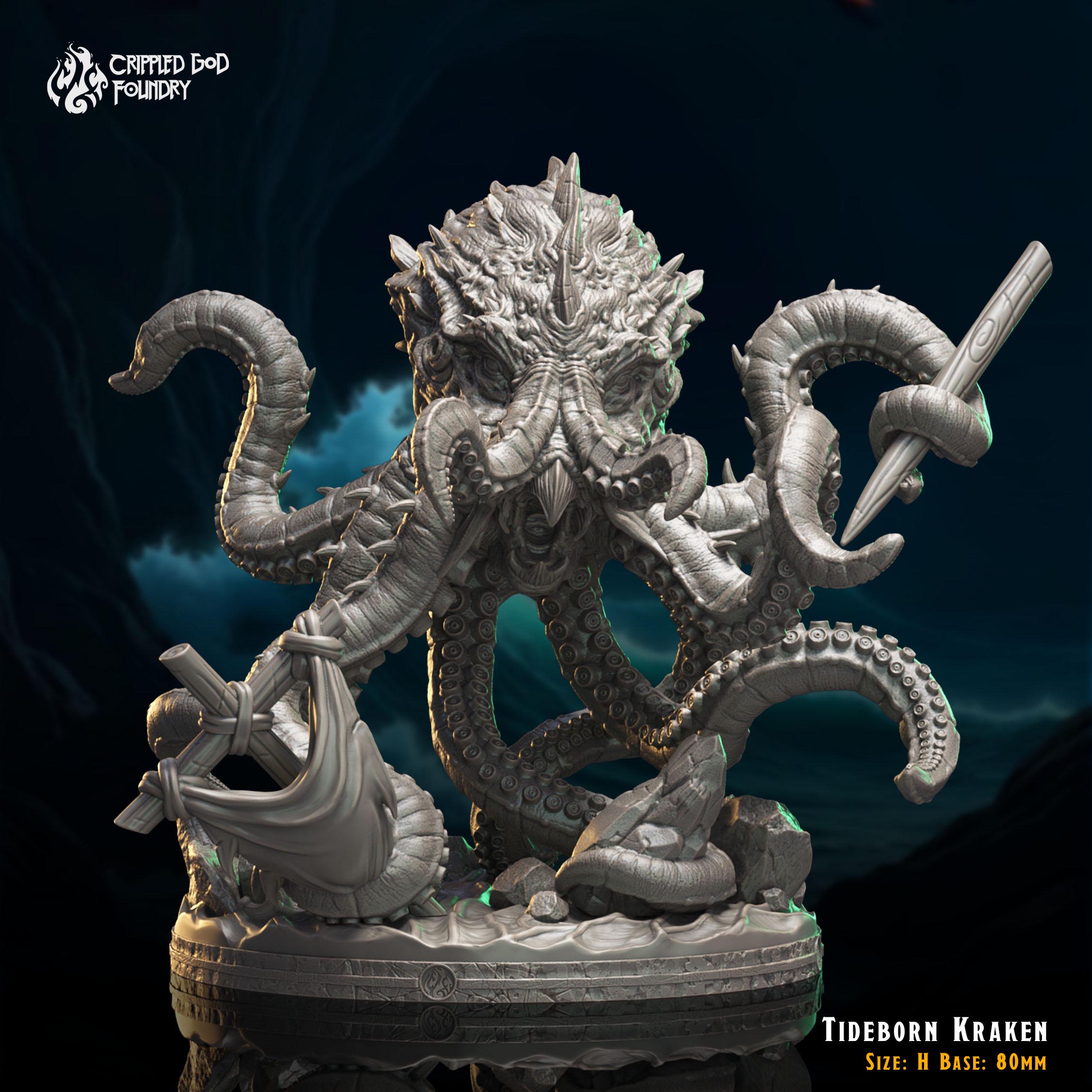Kraken 3D Printed Miniature - 28mm Scale Tabletop RPG & Wargame Monster