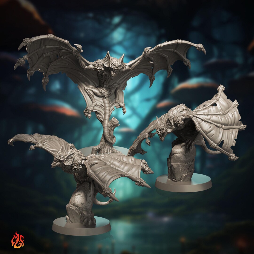 Giant Bats | RPG Miniatures for Dnd Tabletop Wargames | 32 Mm Scale ...