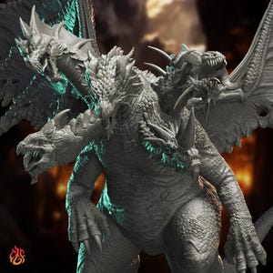 Tiamat |  Dragon miniature for fantasy rpg tabletop games, 28-32 mm scale | F856