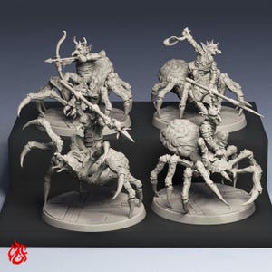 Jinetes Goblin Arácnidos / Miniaturas de rol para juegos de guerra de mesa DnD / Escala de 32 mm / F563