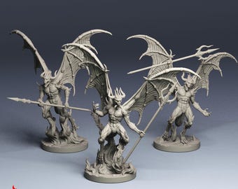 Spined Devils | RPG miniatures for DnD tabletop wargames | 32 mm scale | F412