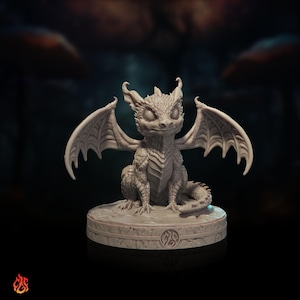 Black Dragon Hatchling  | miniature for fantasy rpg tabletop games, 28-32 mm scale | F827